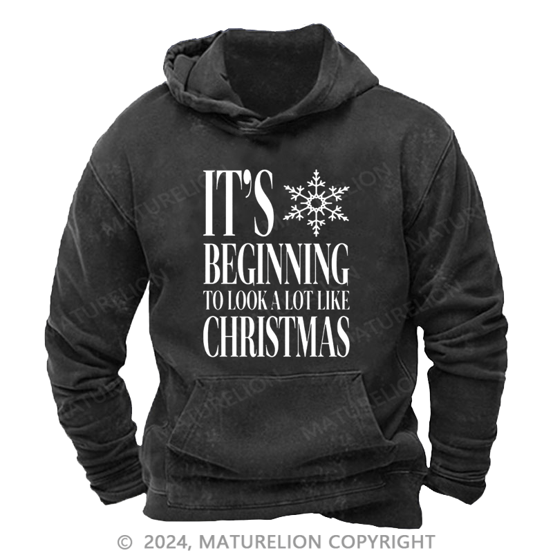 Maturelion Christmas Hoodie Baby, It’s Cold Outside DTG Printing Washed Hoodie