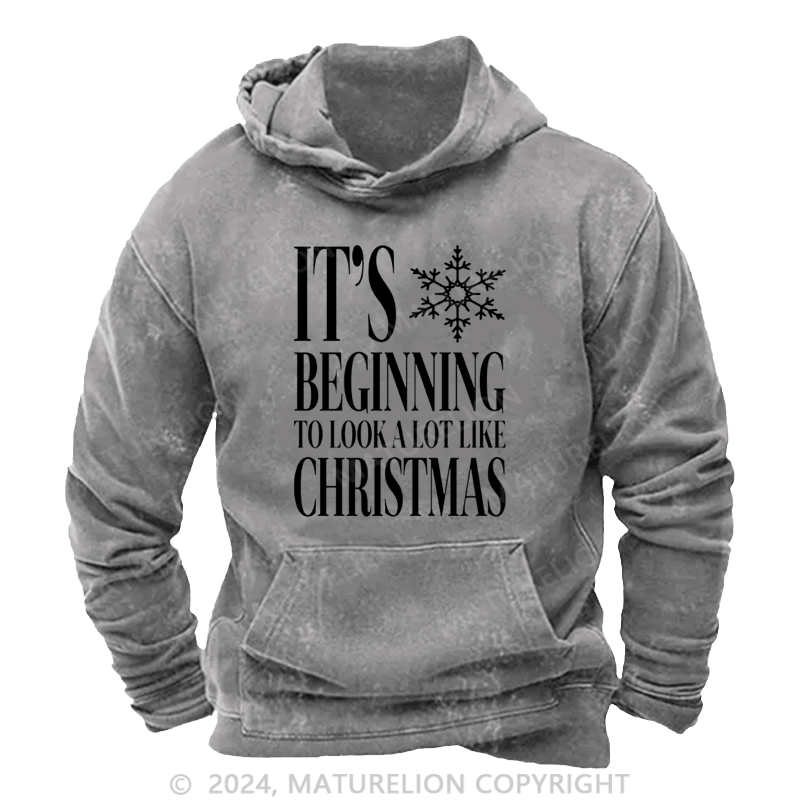 Maturelion Christmas Hoodie Baby, It’s Cold Outside DTG Printing Washed Hoodie