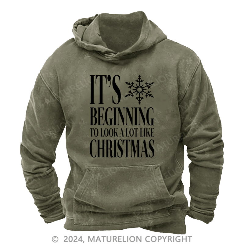 Maturelion Christmas Hoodie Baby, It’s Cold Outside DTG Printing Washed Hoodie