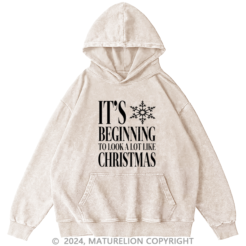 Maturelion Christmas Hoodie Baby, It’s Cold Outside DTG Printing Washed Hoodie