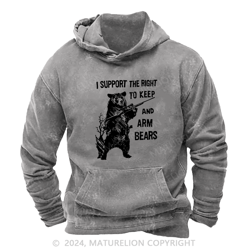 Maturelion Men's Hoodie I Support The Right DTG Printing Washed Hoodie