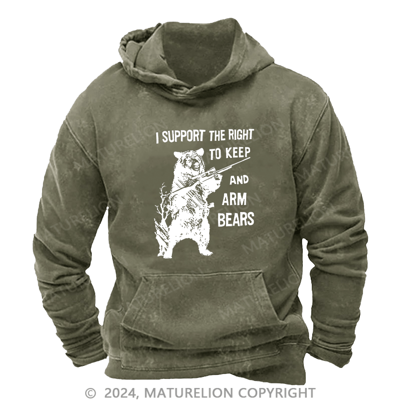 Maturelion Men's Hoodie I Support The Right DTG Printing Washed Hoodie