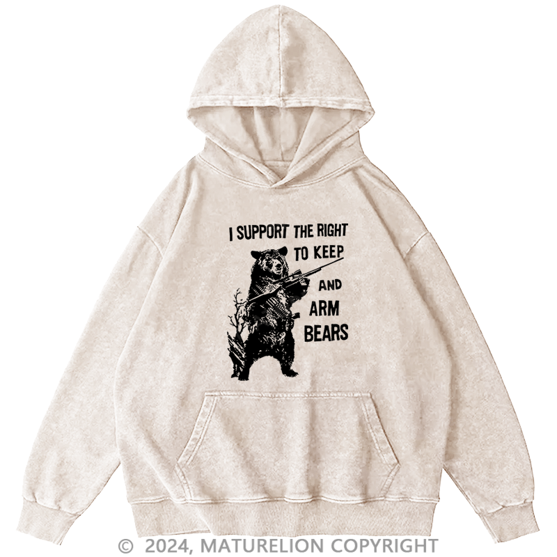 Maturelion Men's Hoodie I Support The Right DTG Printing Washed Hoodie