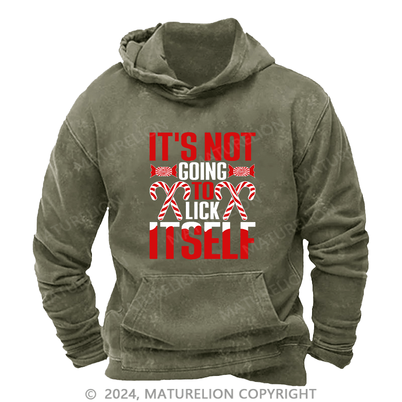 Maturelion Men's Hoodie It'S Not Going To Lick Itself DTG Printing Washed Hoodie