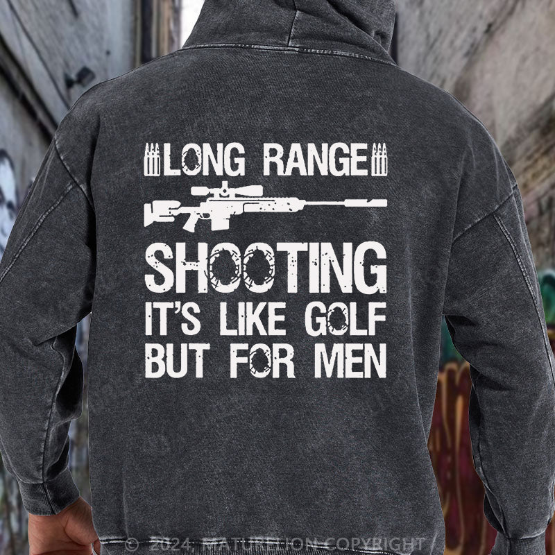 Maturelion Long Range Shooting It's Like Golf But For Men DTG Printing Washed Hoodie