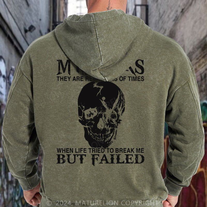 Maturelion My Scars Tell A Story They Are Reminders Of When Life Tried To Break Me But Failed DTG Printing Washed Hoodie