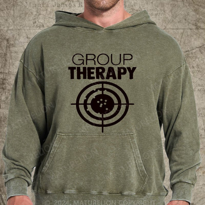 Maturelion Group Therapy Target Practice Shooting DTG Printing Washed Hoodie