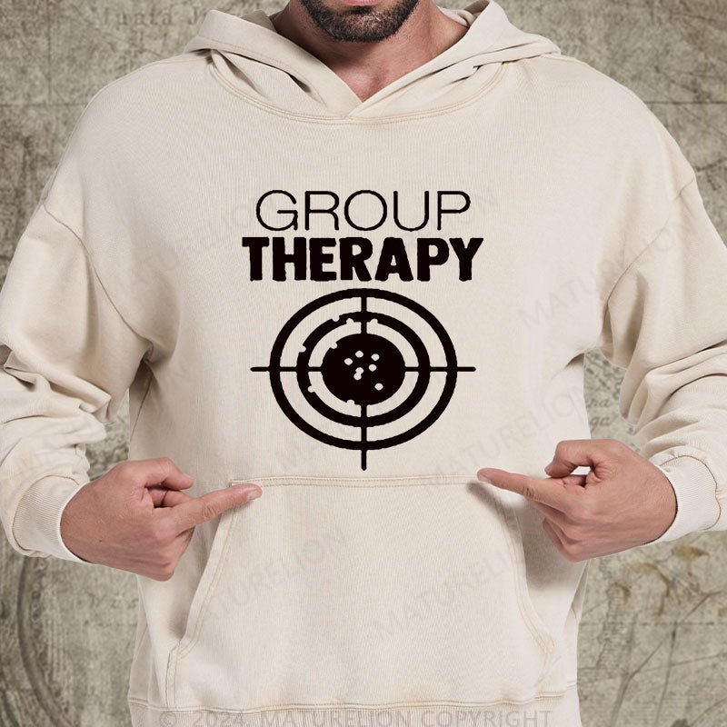 Maturelion Group Therapy Target Practice Shooting DTG Printing Washed Hoodie