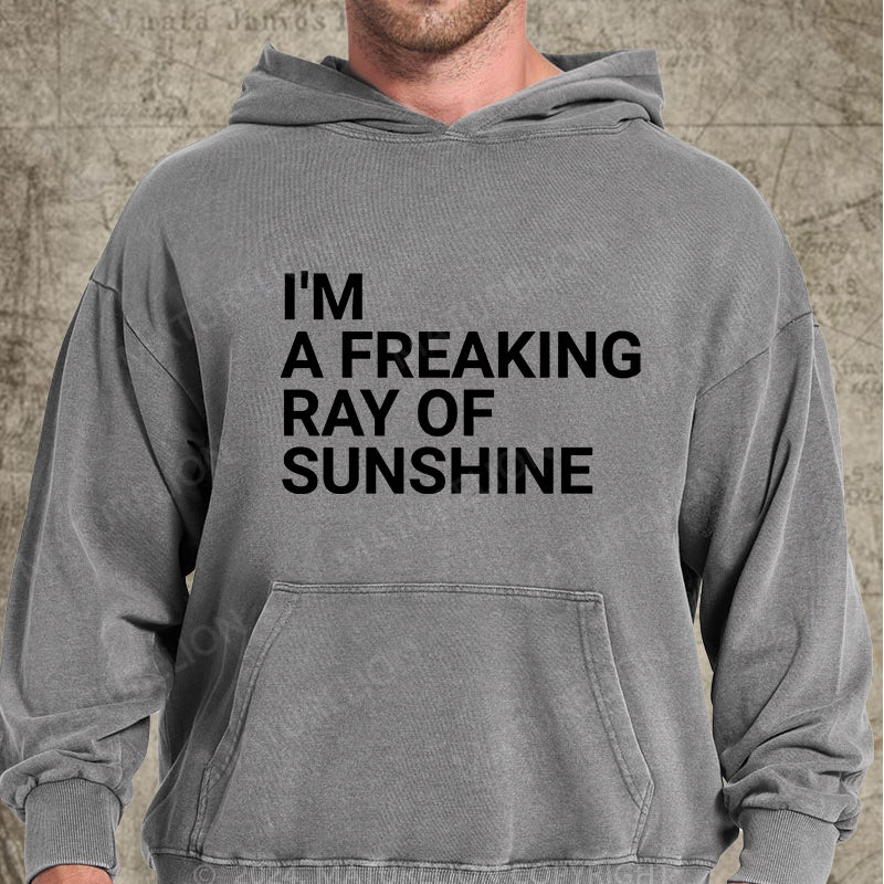 Maturelion I'm A Freaking Ray Of Sunshine Funny Joke DTG Printing Washed Hoodie