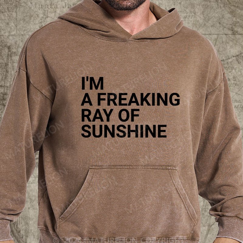 Maturelion I'm A Freaking Ray Of Sunshine Funny Joke DTG Printing Washed Hoodie