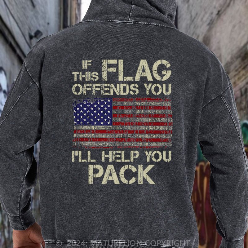 Maturelion If This Flag Offends You DTG Printing Washed Hoodie