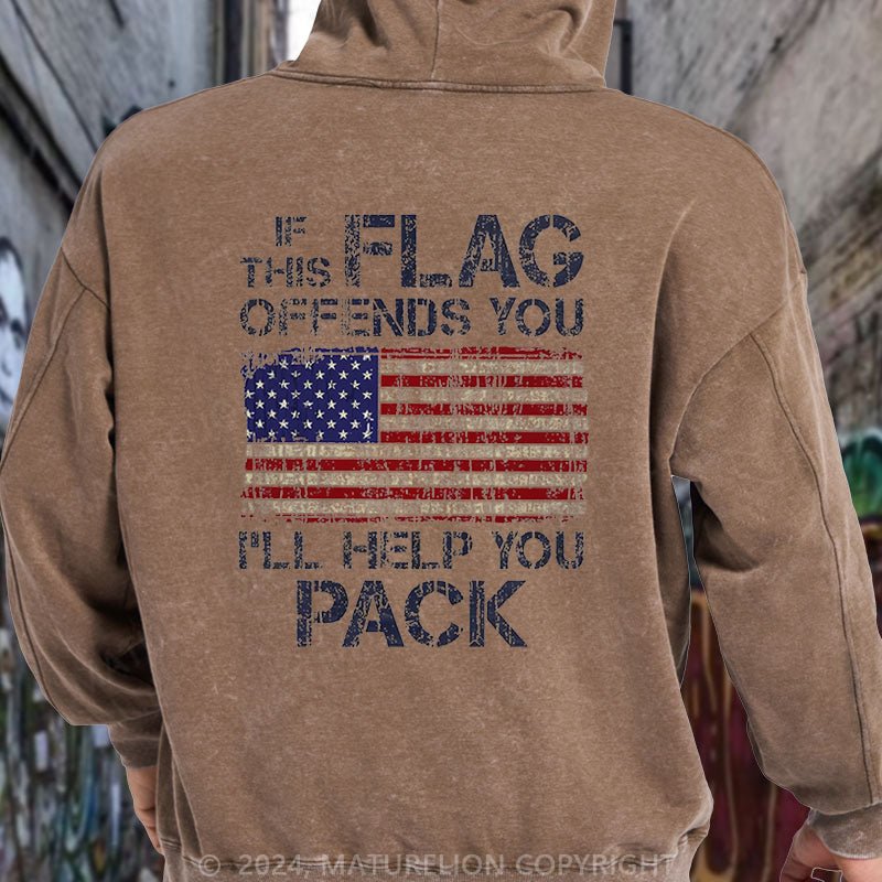 Maturelion If This Flag Offends You DTG Printing Washed Hoodie