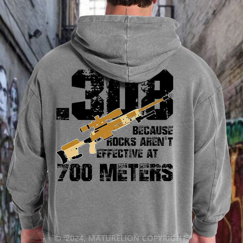 Maturelion .308 Because Rocks Aren't Effective At 700 Meters DTG Printing Washed Hoodie