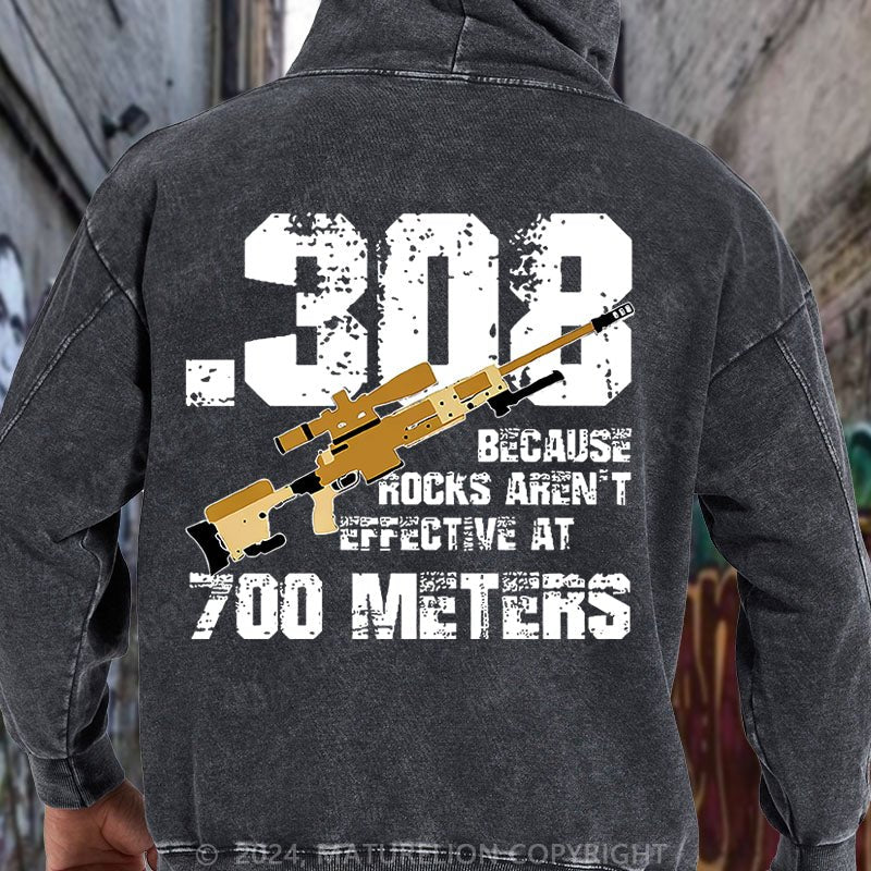 Maturelion .308 Because Rocks Aren't Effective At 700 Meters DTG Printing Washed Hoodie