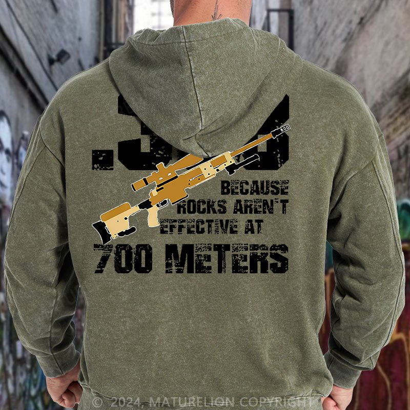 Maturelion .308 Because Rocks Aren't Effective At 700 Meters DTG Printing Washed Hoodie