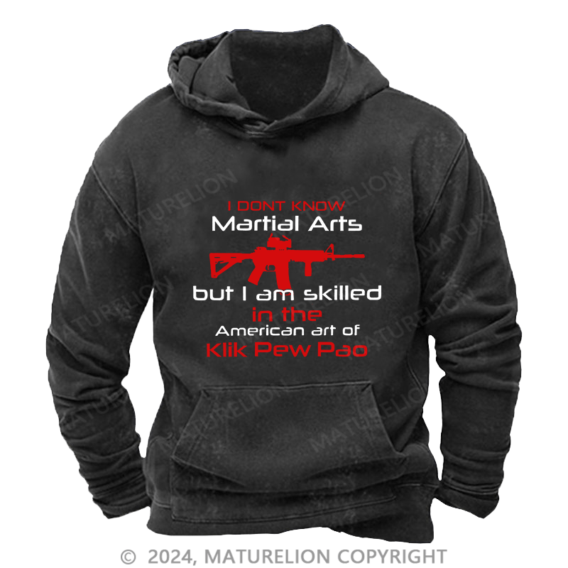 Maturelion Men's Hoodie I Dont Know Martial Arts DTG Printing Washed Hoodie