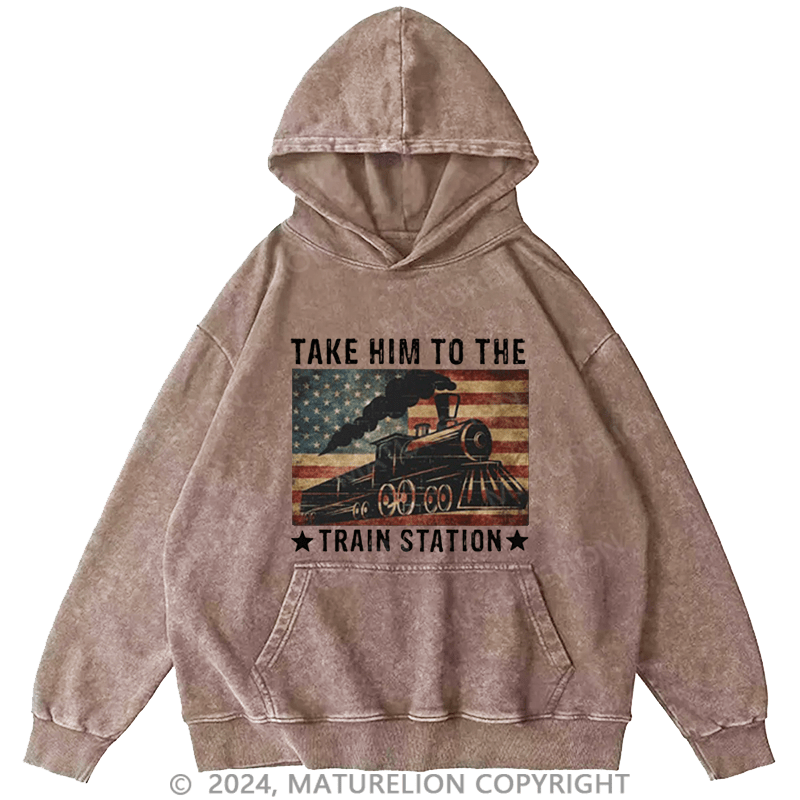 Maturelion Men's Hoodie Take Him To The Train Station Hoodie