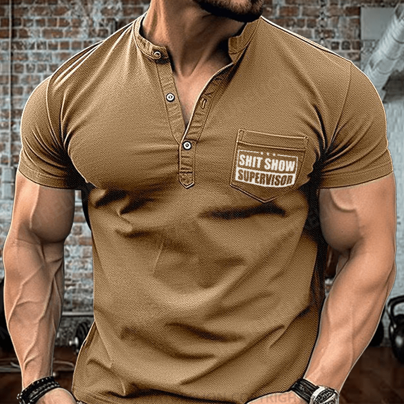 Maturelion Shit Show Supervisor Henley Shirt