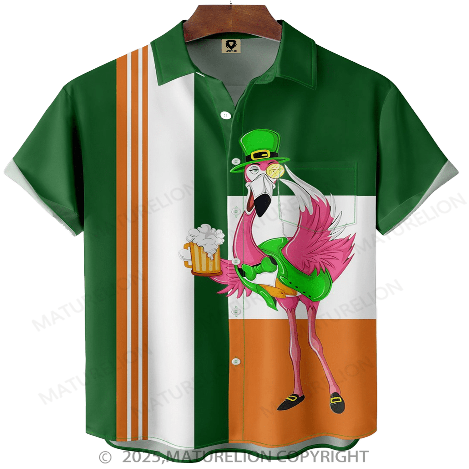 Maturelion St.Patrick's Hawaiian Shirt Flamingo Beer Chest Hawaiian Shirt