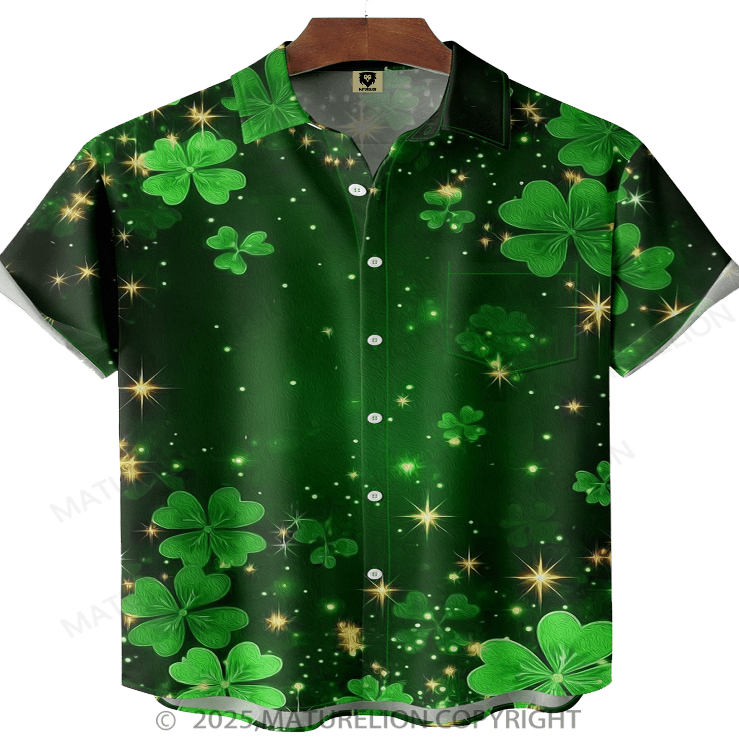 Maturelion St.Patrick's Hawaiian Shirt Four Leaf Clover Green Art Hawaiian Shirt