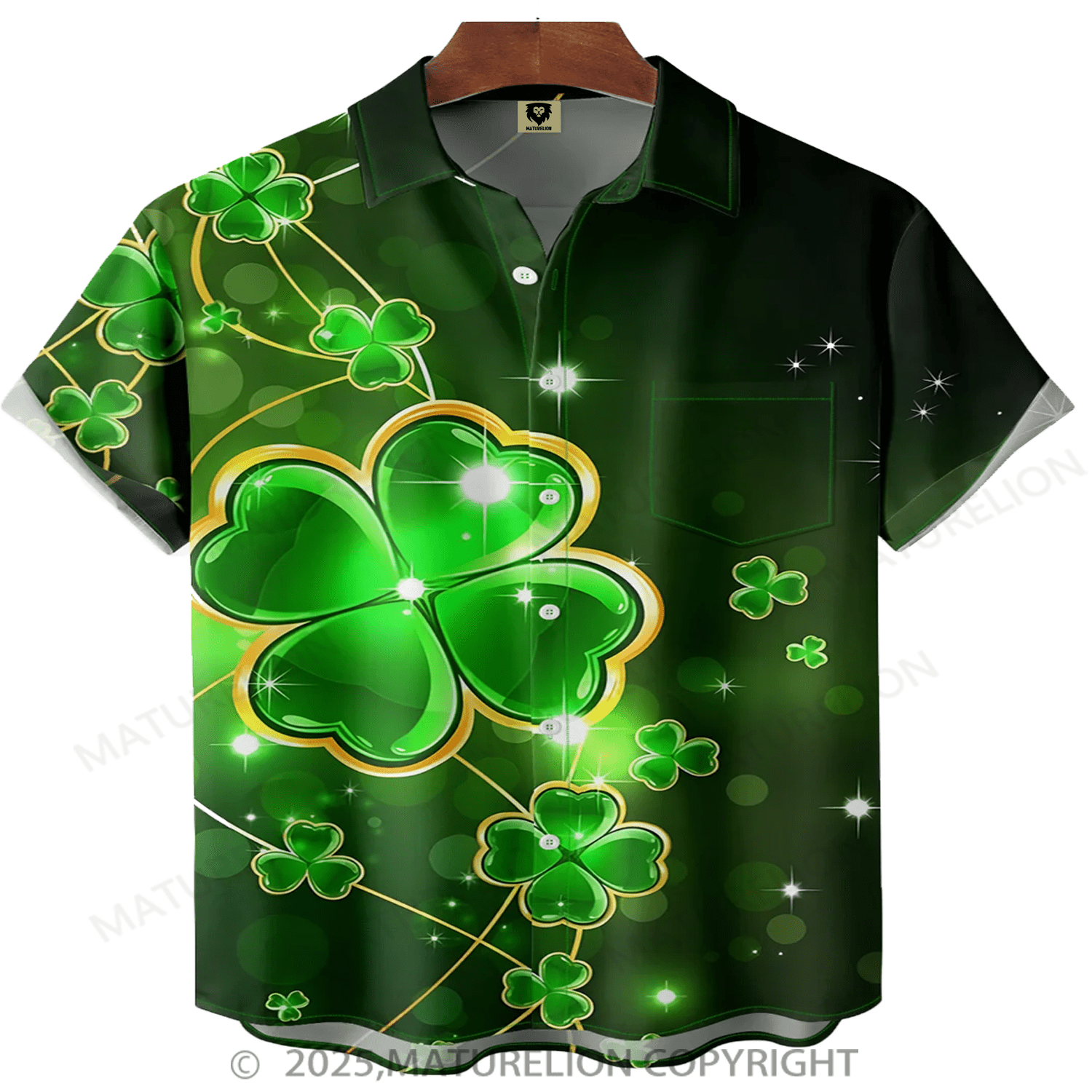 Maturelion St.Patrick's Hawaiian Shirt Lucky Clover Hawaiian Shirt