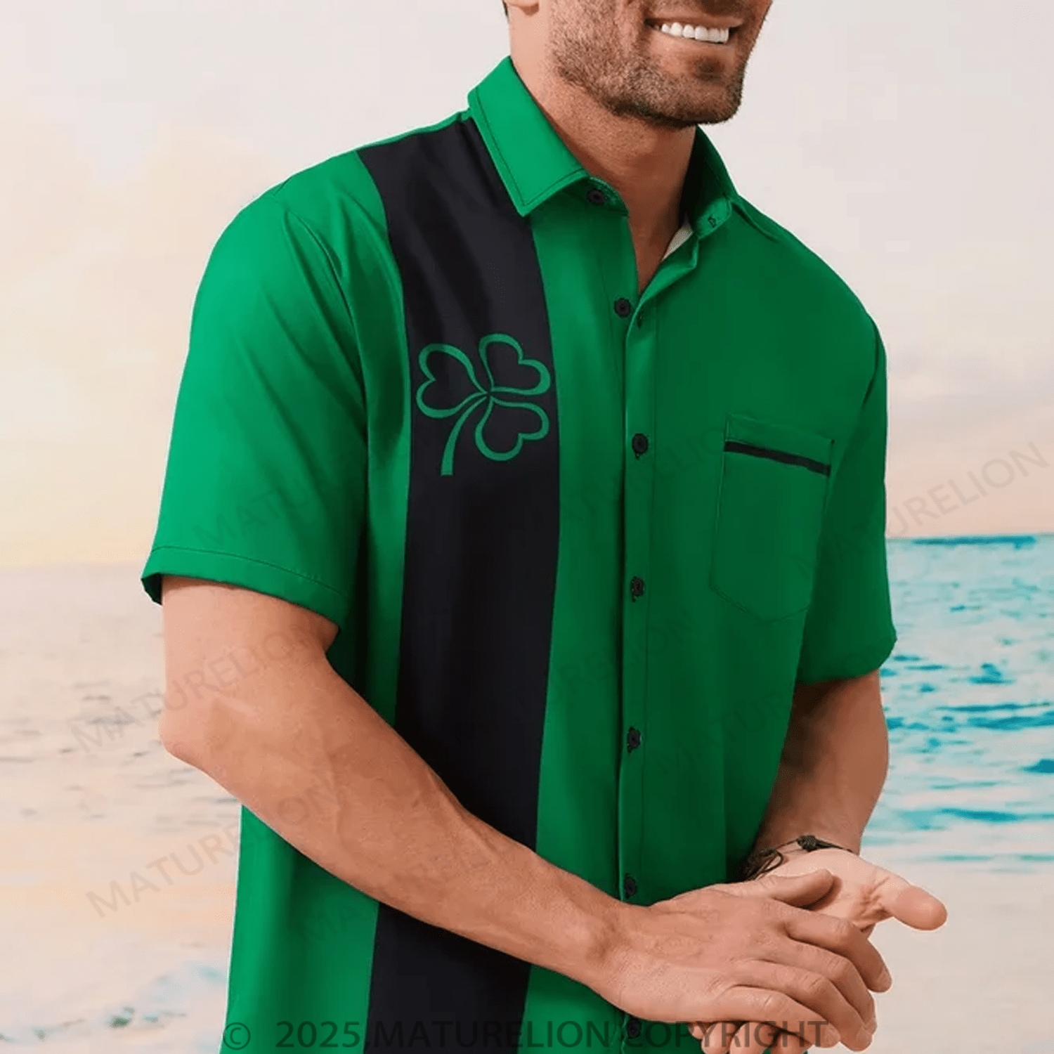 Maturelion St.Patrick's Hawaiian Shirt Lucky Clover Hawaiian Shirt