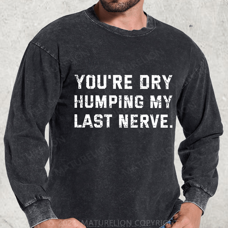 Maturelion You're Dry Humping My Last Nerve DTG Printing Washed Long Sleeve Shirt