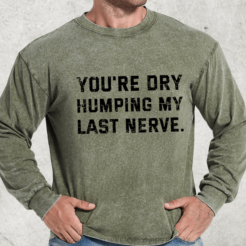 Maturelion You're Dry Humping My Last Nerve DTG Printing Washed Long Sleeve Shirt