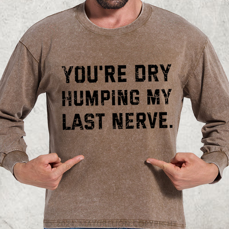 Maturelion You're Dry Humping My Last Nerve DTG Printing Washed Long Sleeve Shirt