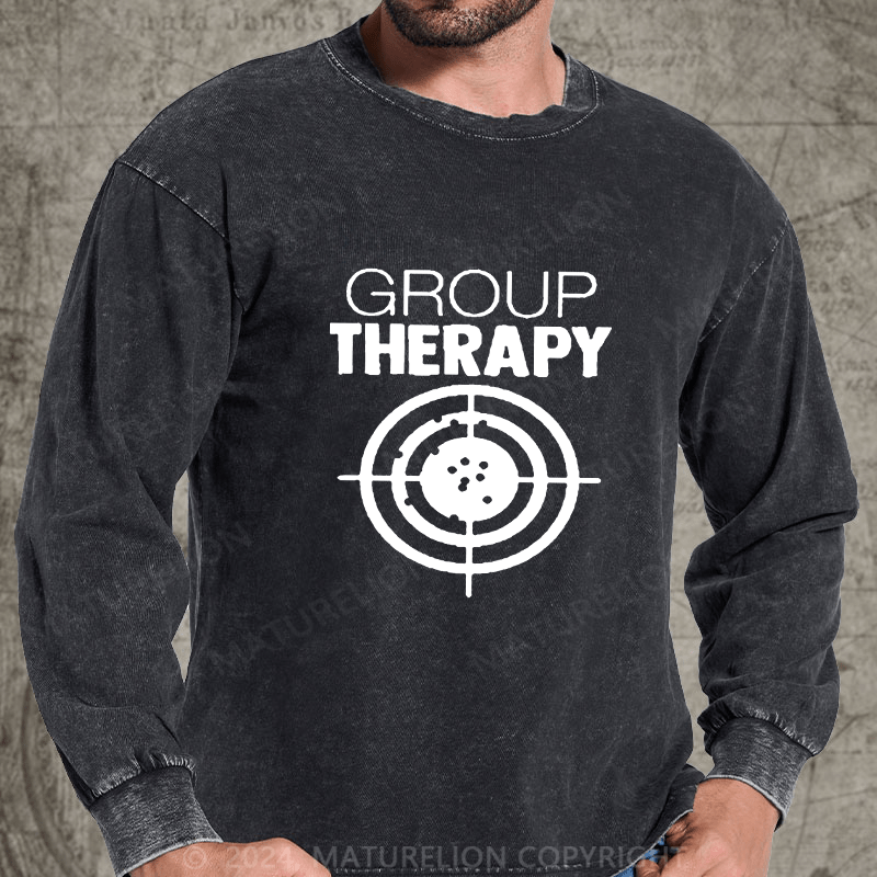 Maturelion Group Therapy Target Practice Shooting  DTG Printing Washed Long Sleeve Shirt