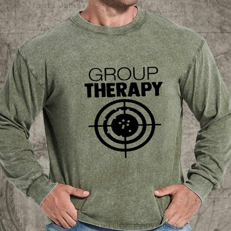 Maturelion Group Therapy Target Practice Shooting  DTG Printing Washed Long Sleeve Shirt