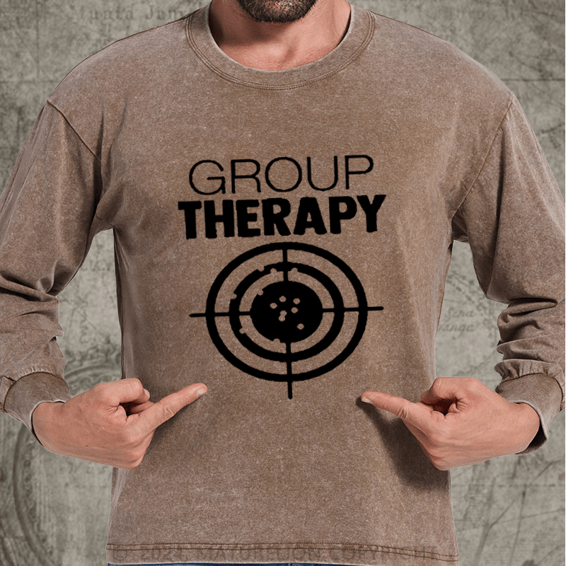 Maturelion Group Therapy Target Practice Shooting  DTG Printing Washed Long Sleeve Shirt