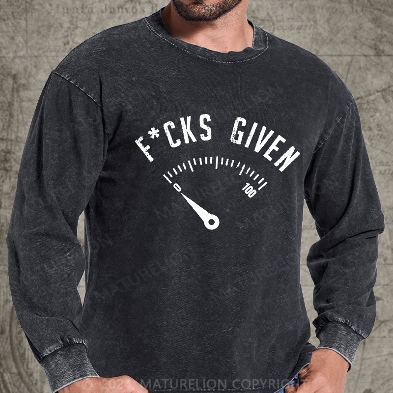 Maturelion F*cks Given DTG Printing Washed Long Sleeve Shirt