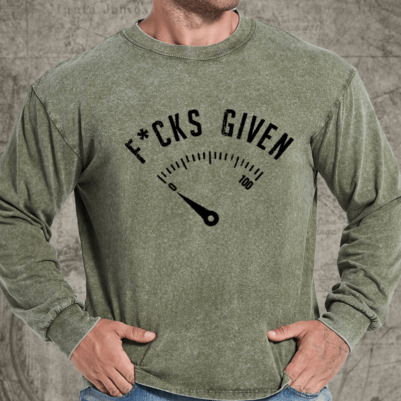 Maturelion F*cks Given DTG Printing Washed Long Sleeve Shirt