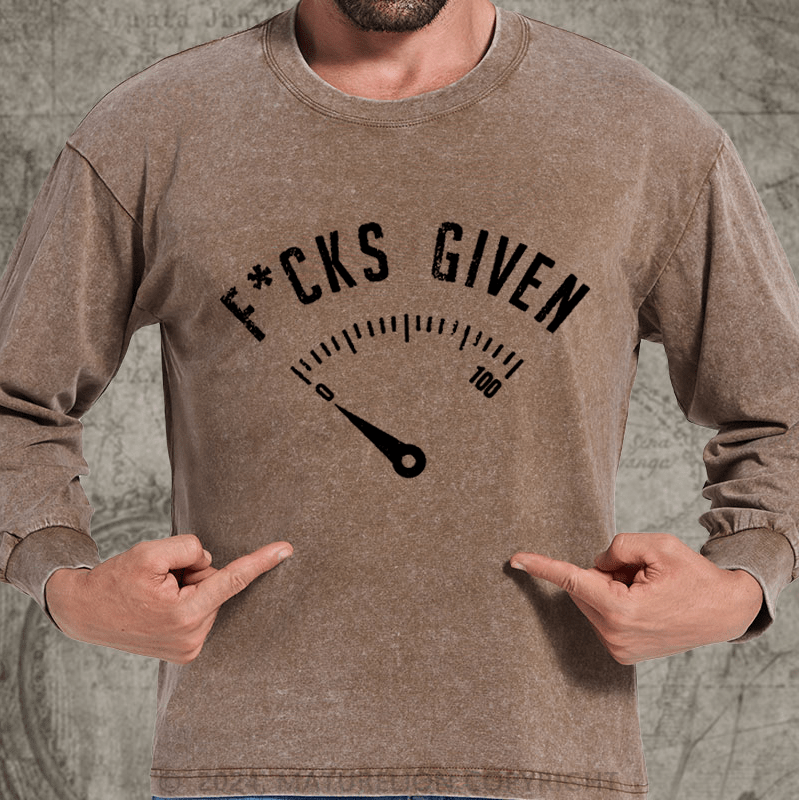 Maturelion F*cks Given DTG Printing Washed Long Sleeve Shirt