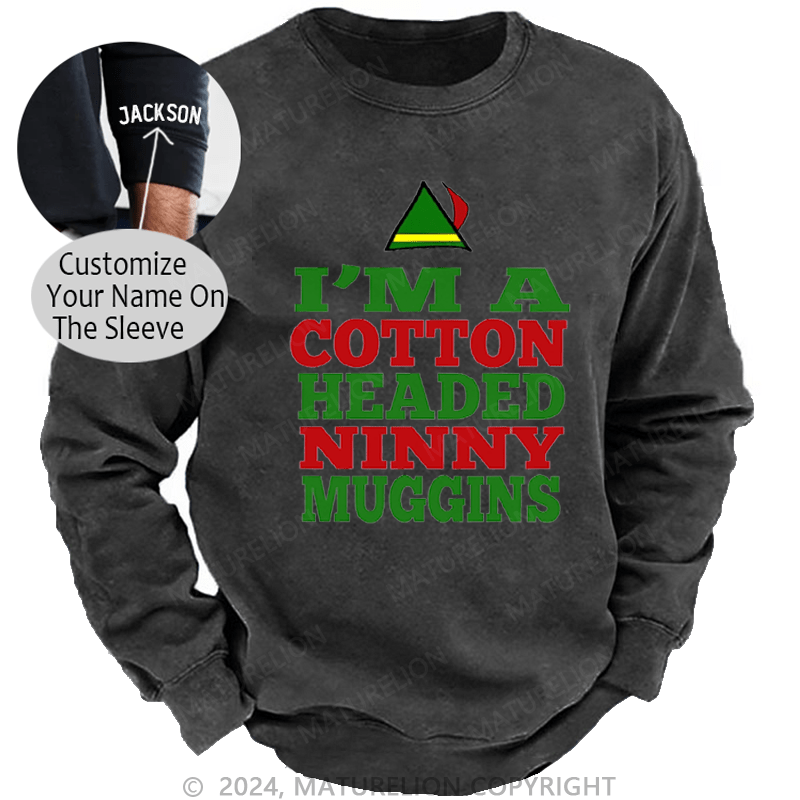 Maturelion Christmas Sweatshirt Headed Ninny Muggins DTG Printing Washed sweatshirt