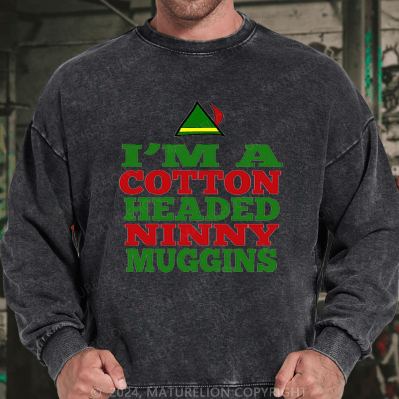 Maturelion Christmas Sweatshirt Headed Ninny Muggins DTG Printing Washed sweatshirt