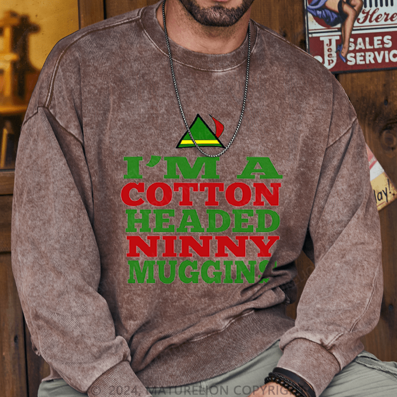 Maturelion Christmas Sweatshirt Headed Ninny Muggins DTG Printing Washed sweatshirt