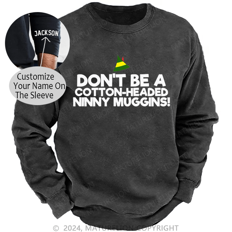 Maturelion Christmas Sweatshirt Headed Ninny Muggins DTG Printing Washed sweatshirt