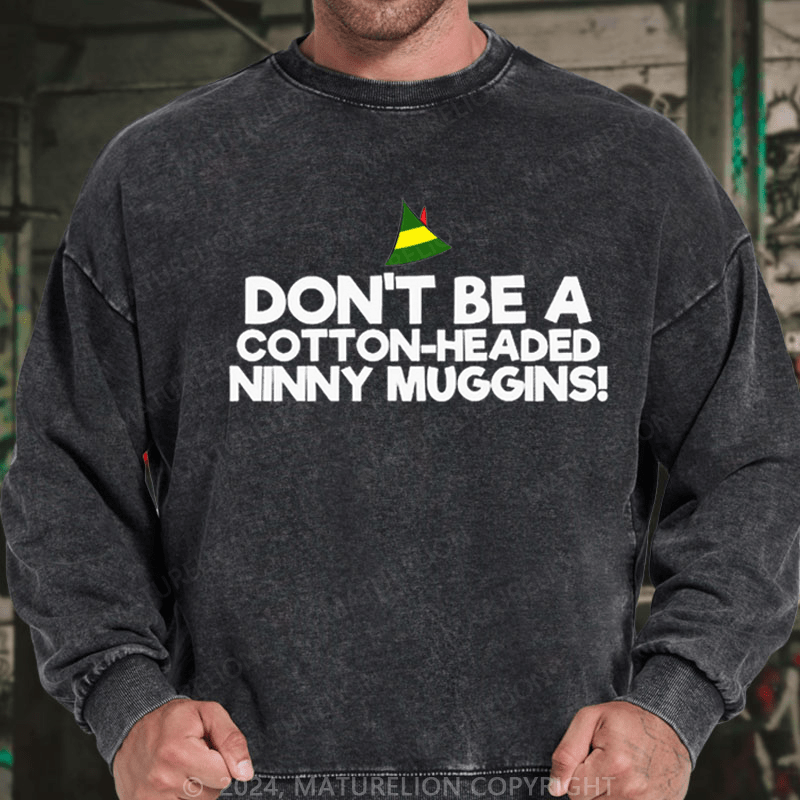 Maturelion Christmas Sweatshirt Headed Ninny Muggins DTG Printing Washed sweatshirt