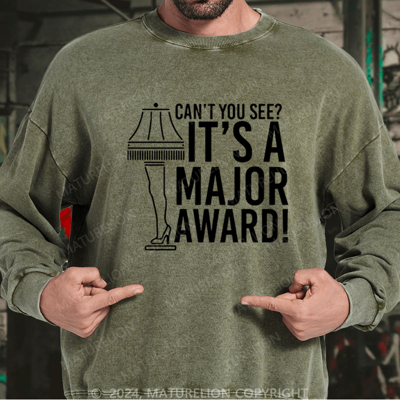 Maturelion Christmas Sweatshirt It’s a Major Award! DTG Printing Washed sweatshirt