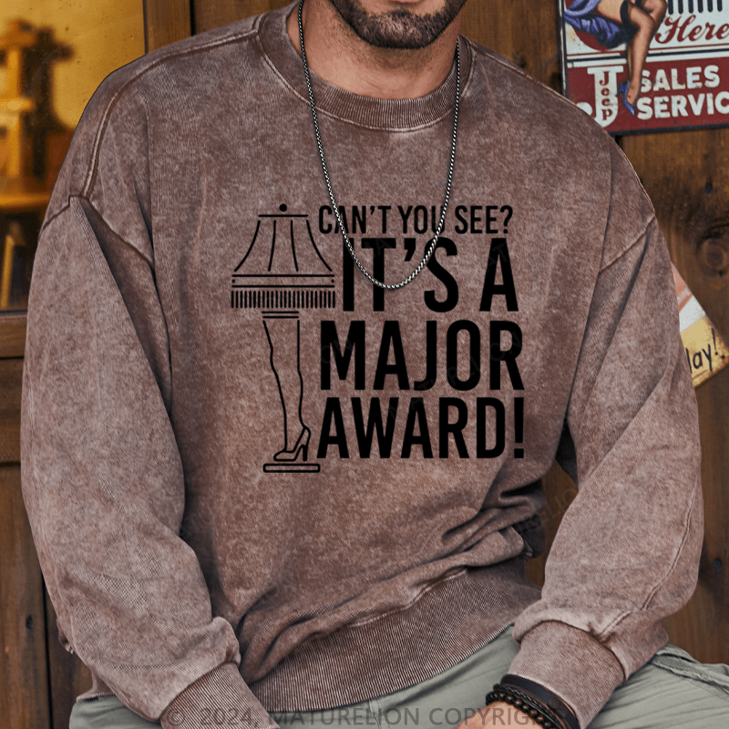 Maturelion Christmas Sweatshirt It’s a Major Award! DTG Printing Washed sweatshirt