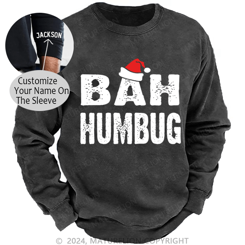 Maturelion Christmas Sweatshirt Bah, Humbug DTG Printing Washed sweatshirt