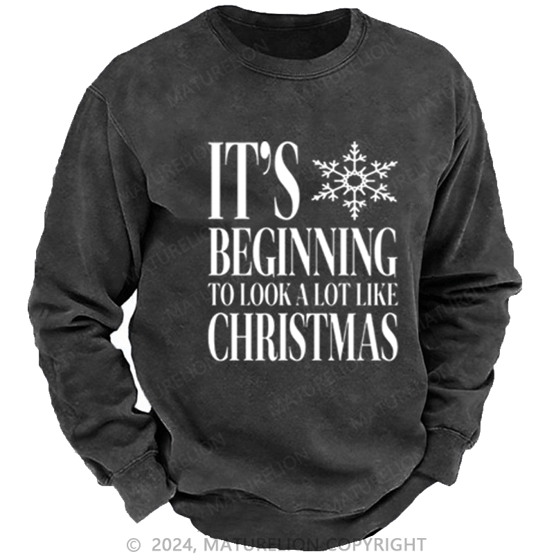 Maturelion Christmas Sweatshirt Baby, It’s Cold Outside DTG Printing Washed sweatshirt