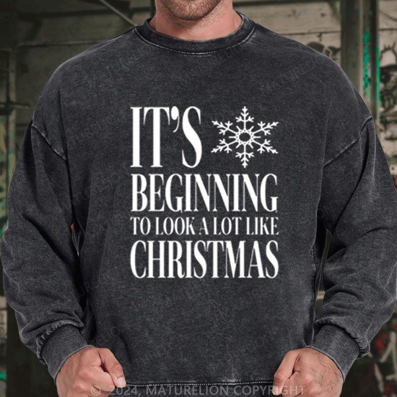 Maturelion Christmas Sweatshirt Baby, It’s Cold Outside DTG Printing Washed sweatshirt