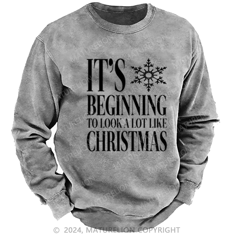 Maturelion Christmas Sweatshirt Baby, It’s Cold Outside DTG Printing Washed sweatshirt