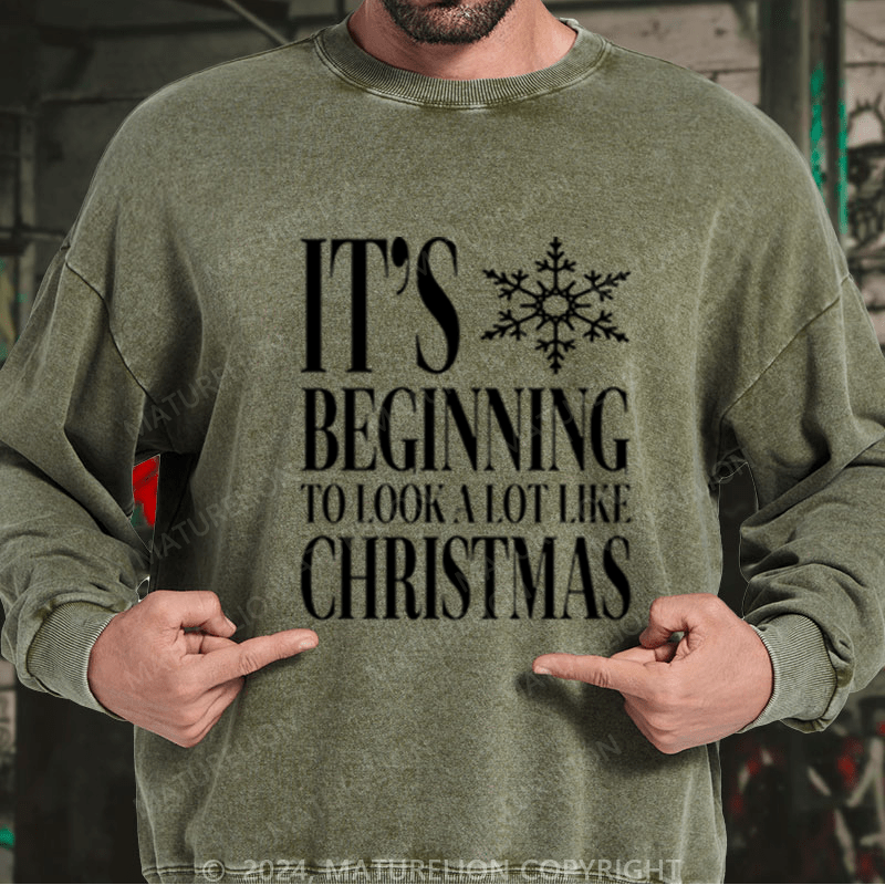 Maturelion Christmas Sweatshirt Baby, It’s Cold Outside DTG Printing Washed sweatshirt