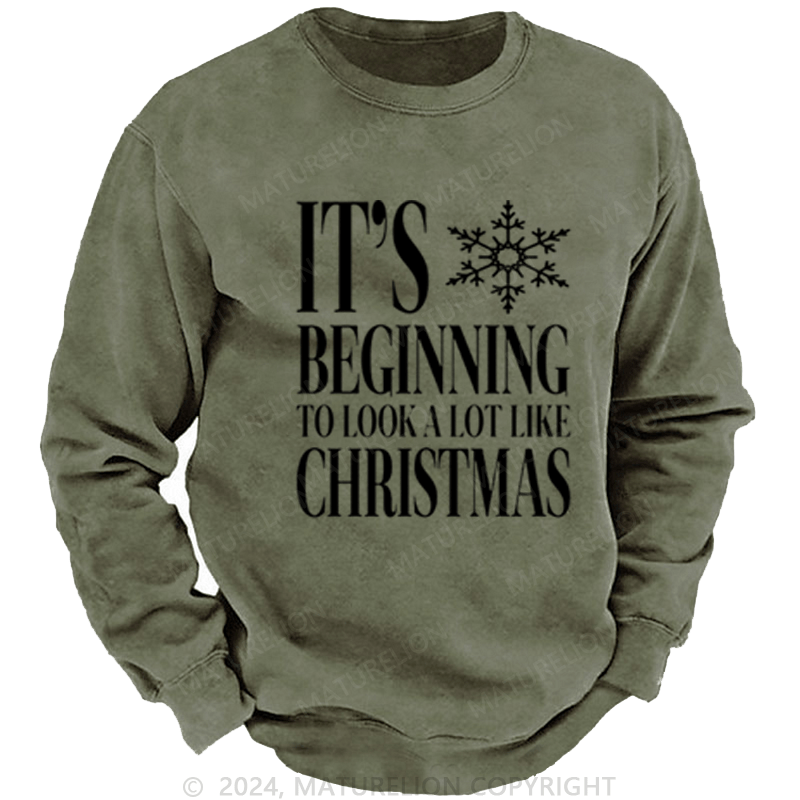 Maturelion Christmas Sweatshirt Baby, It’s Cold Outside DTG Printing Washed sweatshirt