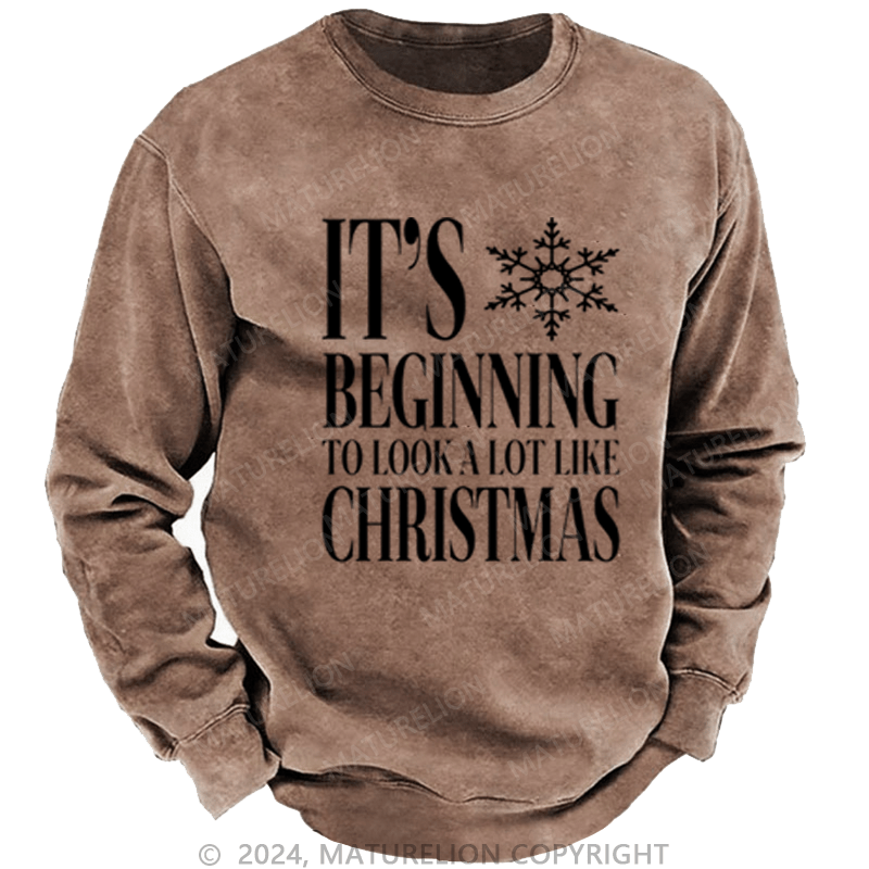 Maturelion Christmas Sweatshirt Baby, It’s Cold Outside DTG Printing Washed sweatshirt