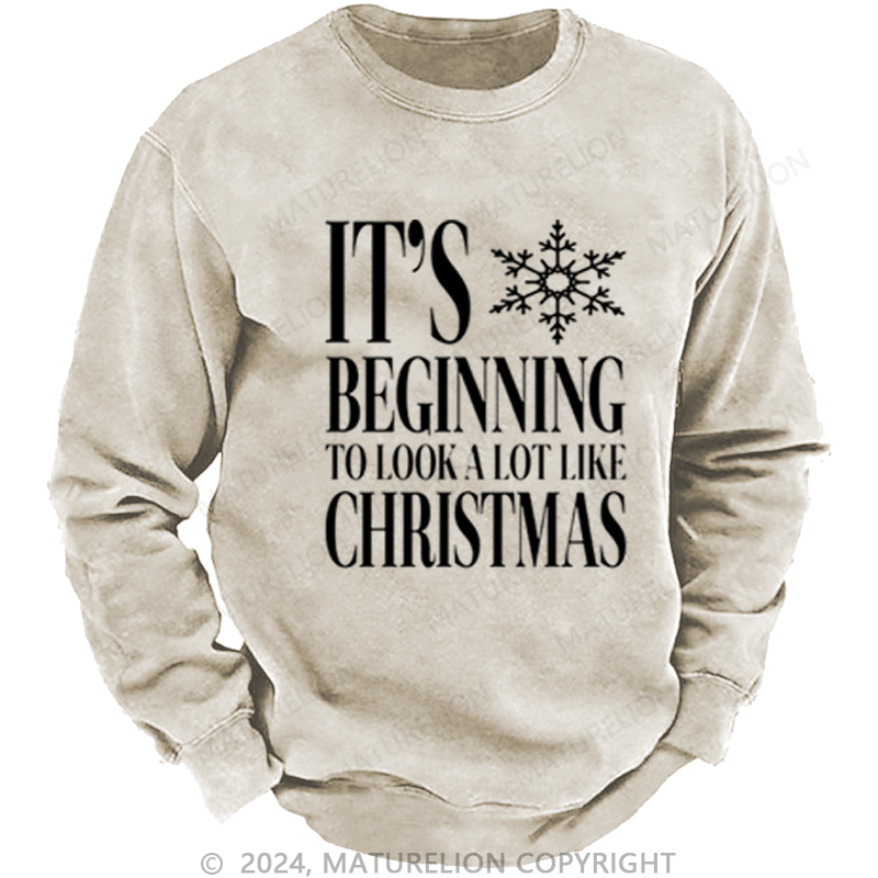 Maturelion Christmas Sweatshirt Baby, It’s Cold Outside DTG Printing Washed sweatshirt